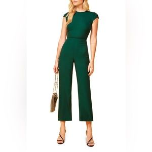 Reformation Mayer Jumpsuit in Emerald Green Sz 4